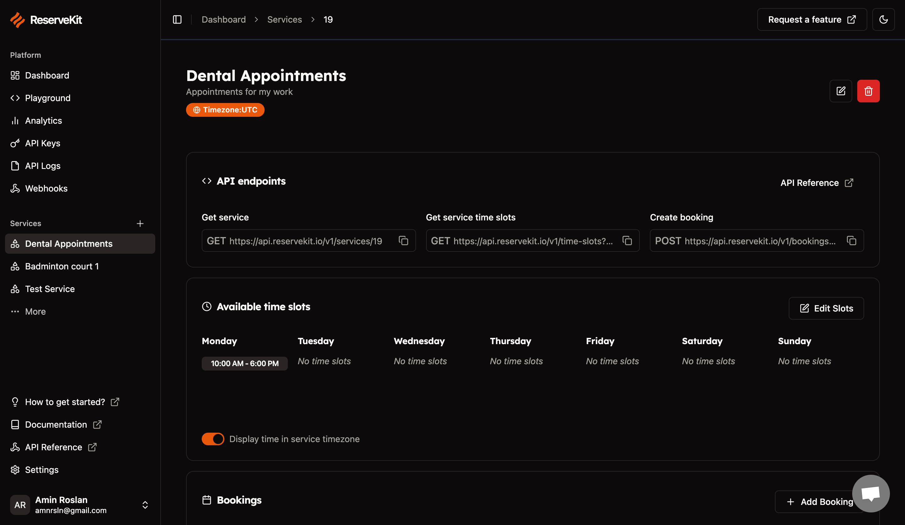 ReserveKit Service Dashboard